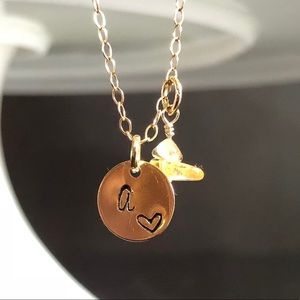 Personalized Initial, Citrine Gold Filled Necklace